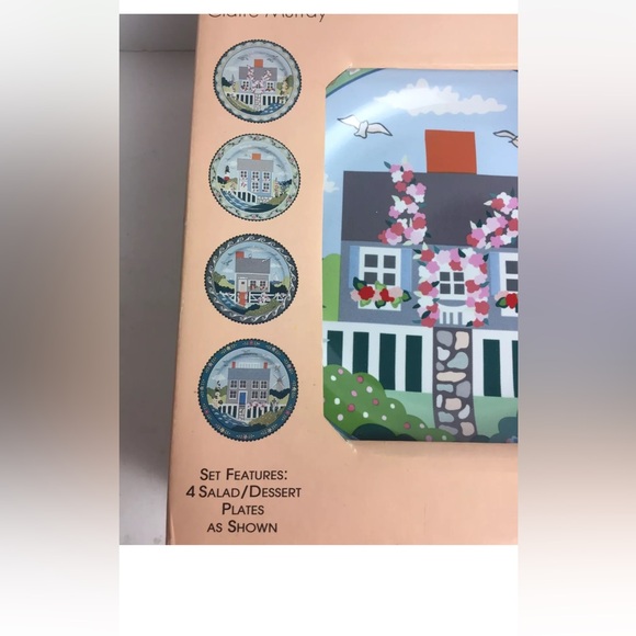 NEW CLAIRE MURRAY NANTUCKET ceramic set of 4 SALAD dessert PLATES - Picture 2 of 6